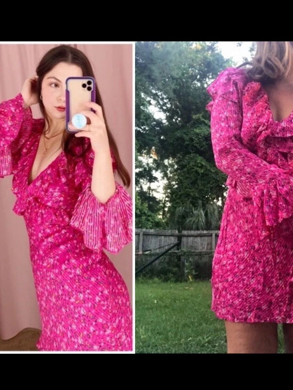 FREE PEOPLE NWT Blue Floral Ruffle Sweetest Thing Mini Dress 4